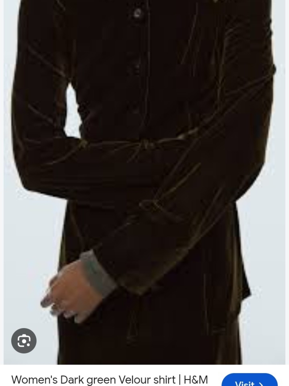 H&M Dark Green Velour Button Up